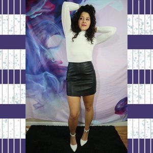 Divided Leather Mini Skirt
